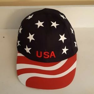NWOT USA HAT Cap 100% cotton one size  Fits all Navy/red